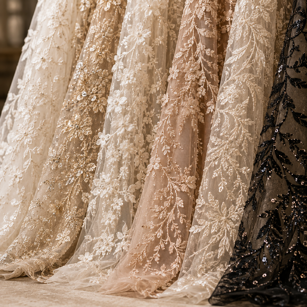 Lace & Embellished Fabrics by the Yard