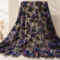 Black Botanical Beaded Lace Fabric by the Yard – Luxury Sequin Embroidered Tulle