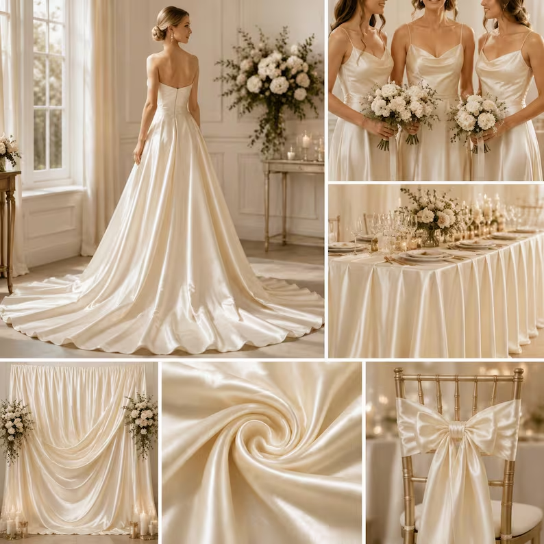 Ivory Satin Fabric by the Yard – Wedding & Event Draping