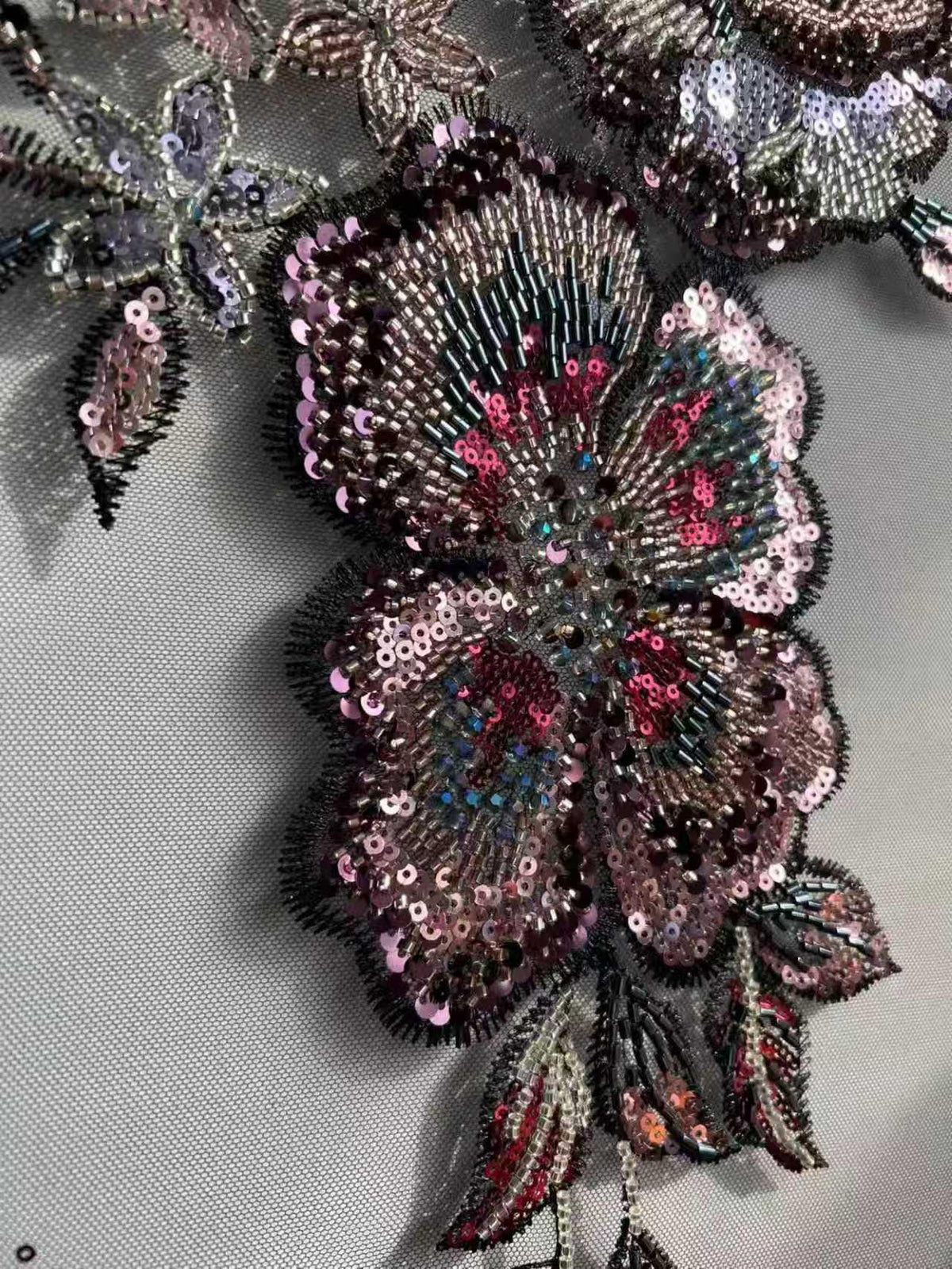 Beaded Sequin Lace Fabric | Multicolor Floral Tulle for Wedding Dress, Bridal Gown