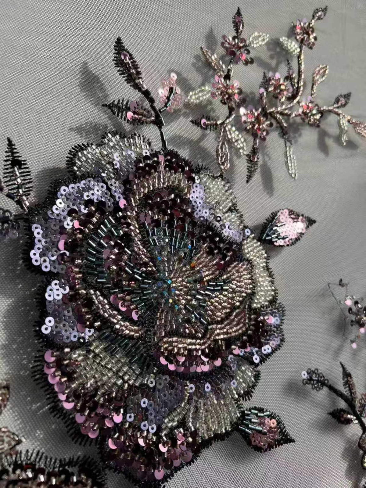 Beaded Sequin Lace Fabric | Multicolor Floral Tulle for Wedding Dress, Bridal Gown