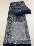 Crystal Tassel Beaded Lace Fabric by the Yard | Hand Beaded Chain Fringe Tulle for Wedding Dress Bridal Gown | Luxury Formal Fabric 51"