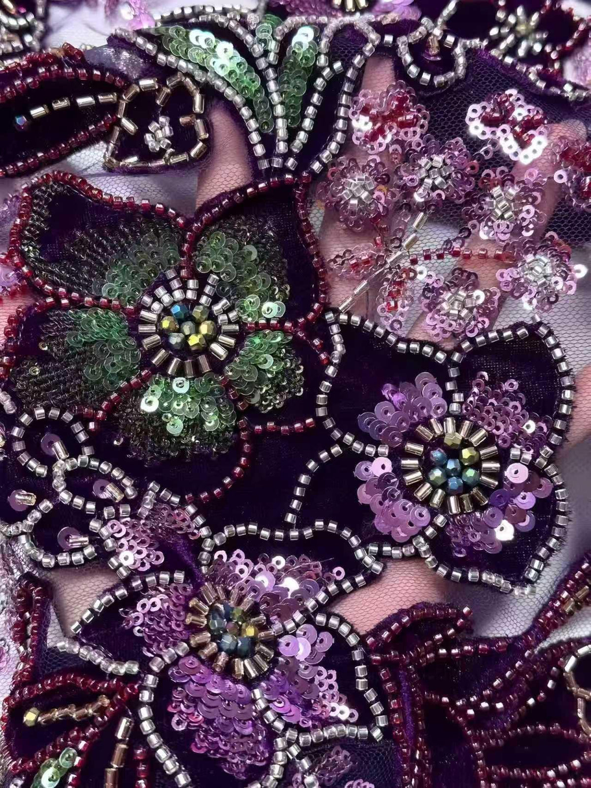 Tube Beaded Lace Fabric by the Yard | 3D Floral Sequin Tulle for Wedding Dress Bridal Gown | Luxury Embroidered Mesh Fabric 6 Colors 52"