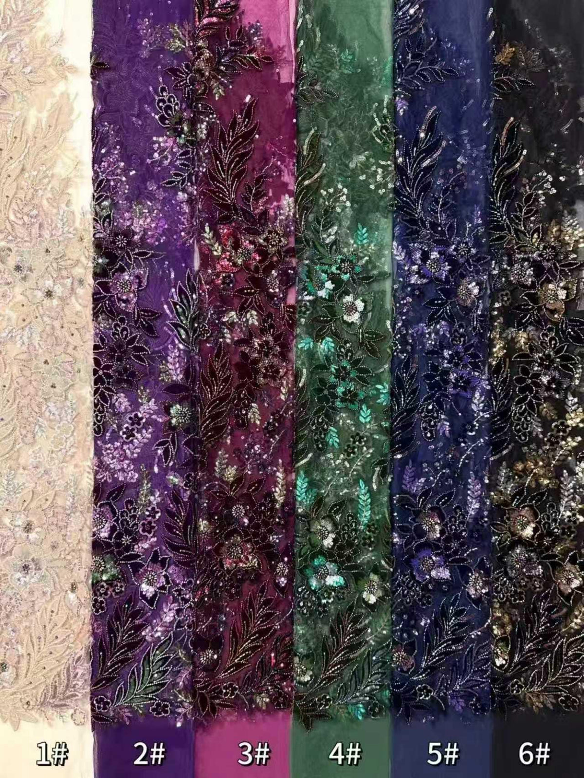 Tube Beaded Lace Fabric by the Yard | 3D Floral Sequin Tulle for Wedding Dress Bridal Gown | Luxury Embroidered Mesh Fabric 6 Colors 52"