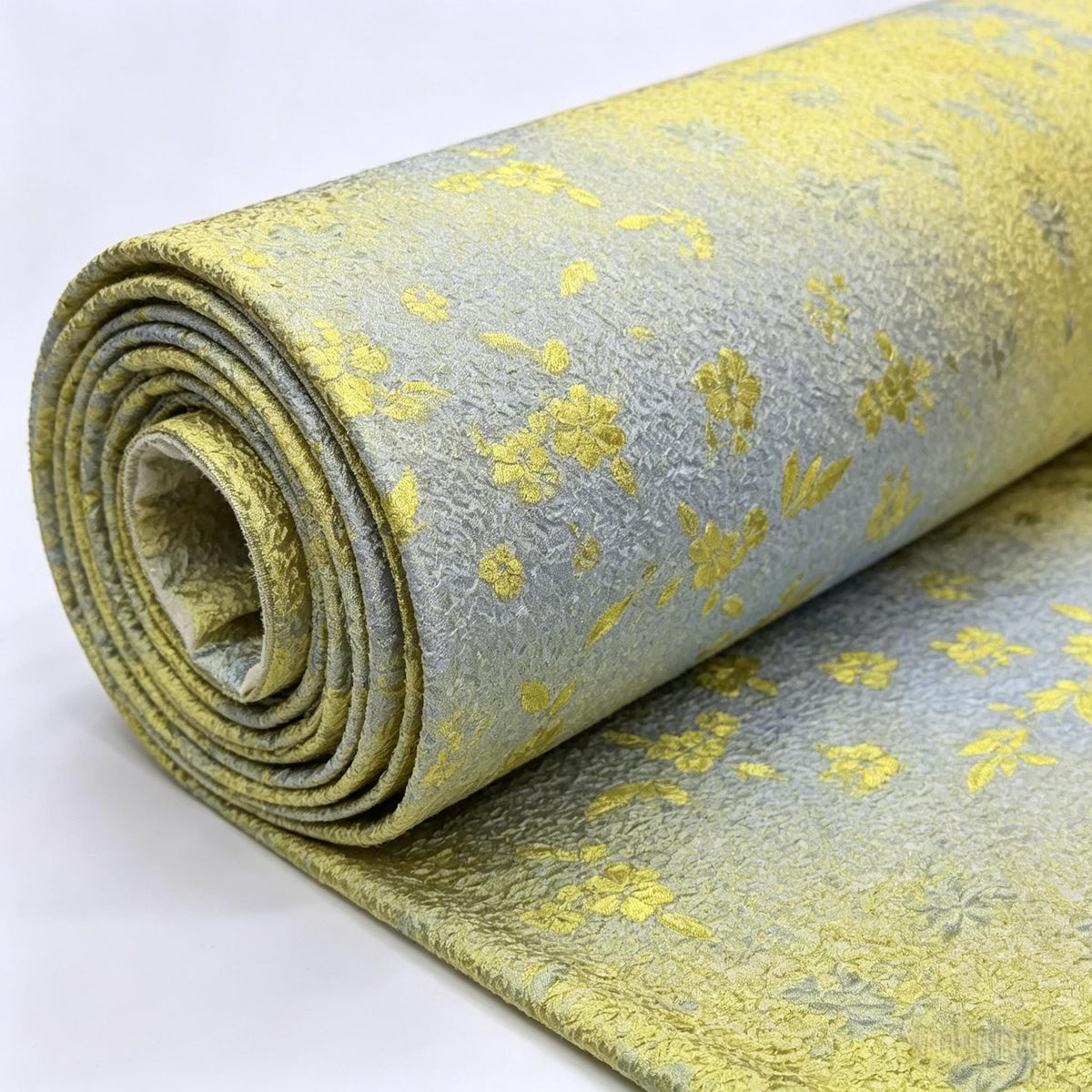 Luxury Floral Jacquard Fabric by the Yard, Gold Green Wedding Dress Material, Couture Evening Gown Fabric, Elegant Designer Fabric