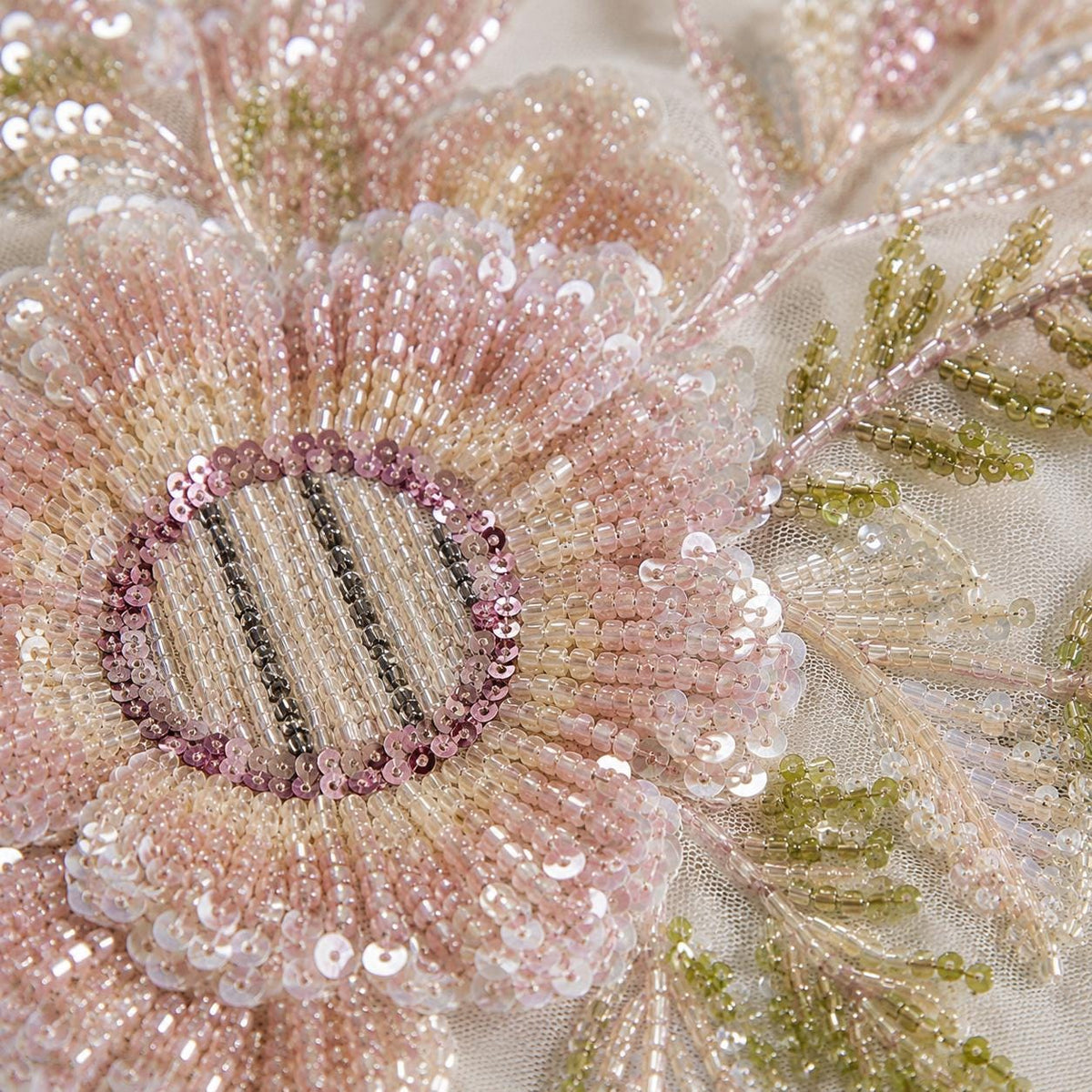 Blush Pink 3D Floral Beaded Lace Fabric by the Yard | Embroidered Tulle for Wedding Dress Bridal Gown 51"