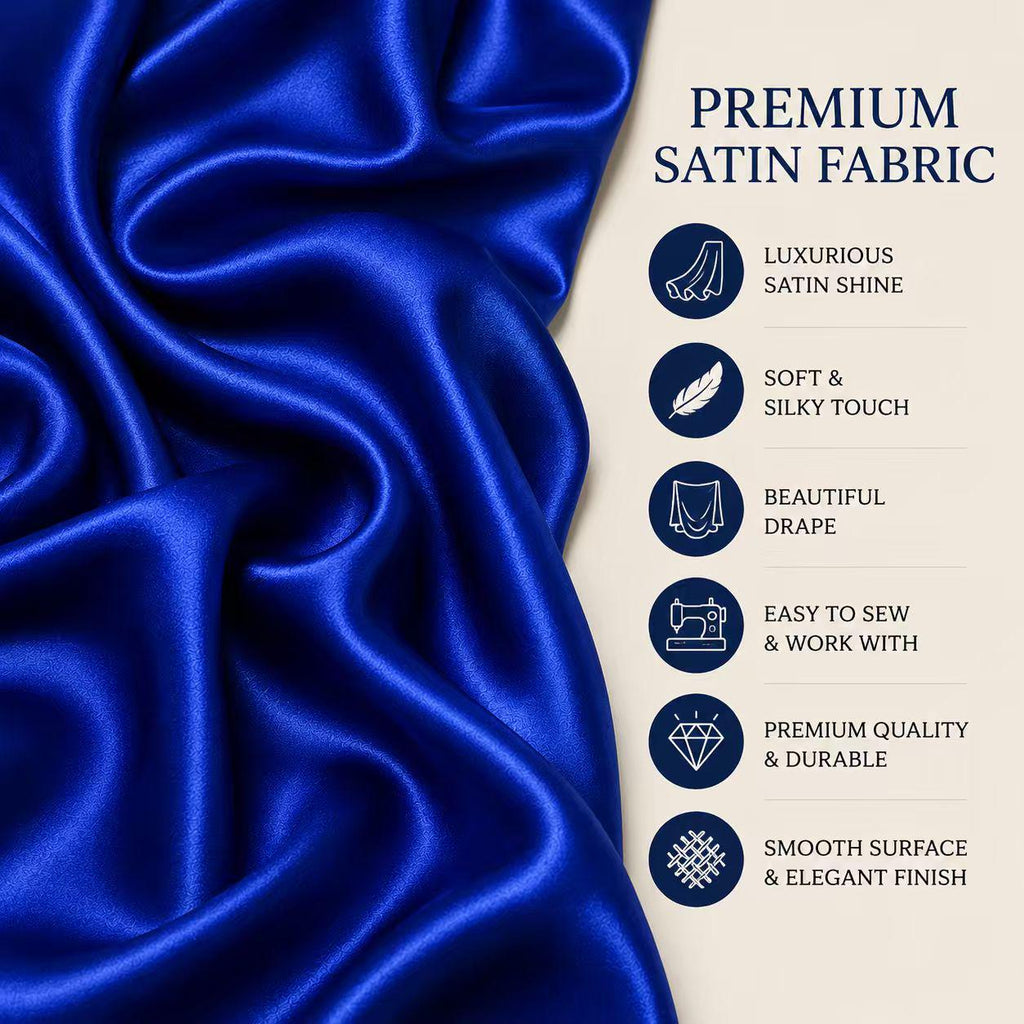 Blue Satin Fabric by the Yard, Luxury Satin Material, Prom Dress Fabric, Pageant Gown Fabric, Evening Wear Fabric, Tablecloth Fabric, 58/6