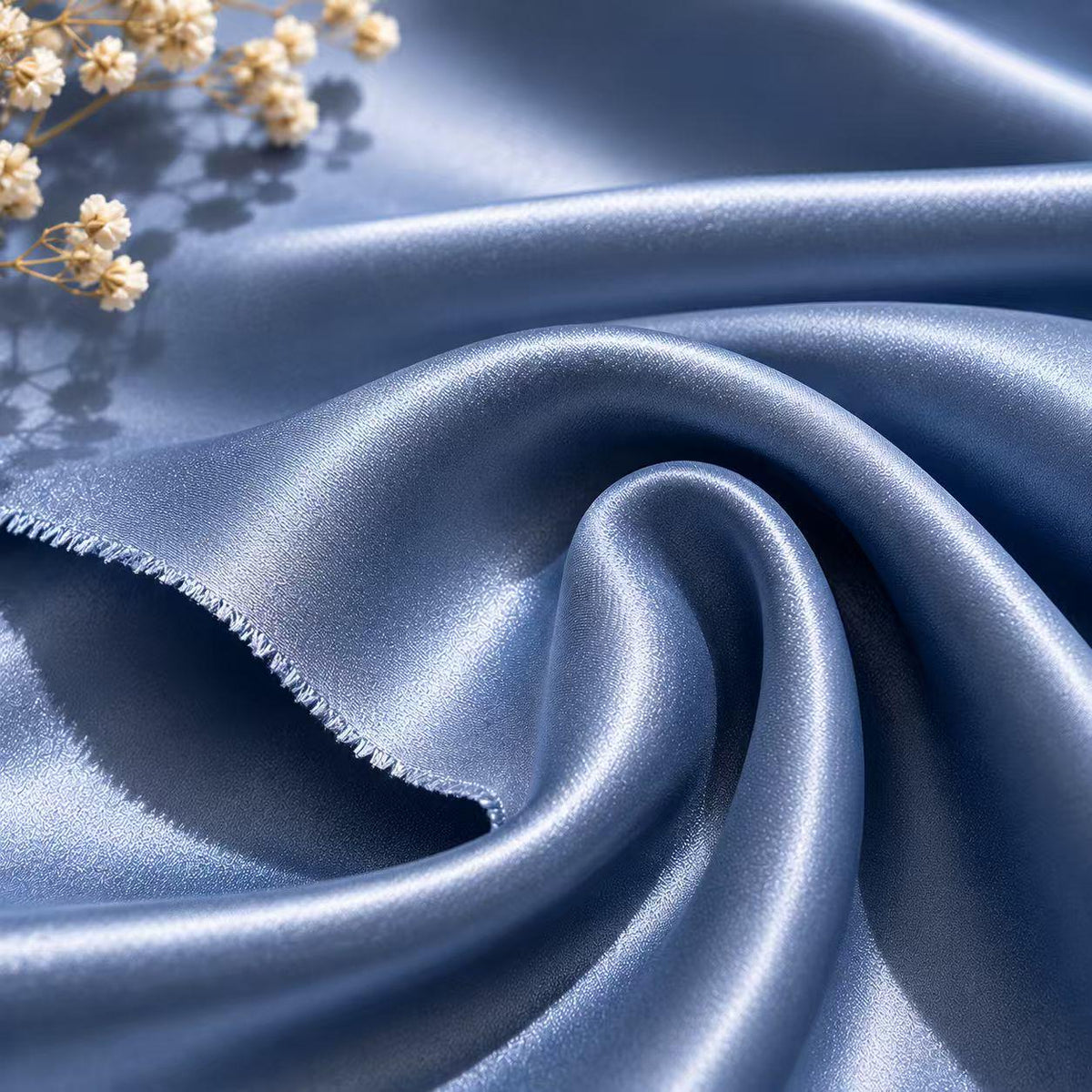 Dusty Blue Satin Fabric by the Yard, Luxury Silky Satin Material,Å Draping Bridal Fabric, Bridesmaid Dress Fabric, Prom Gown Fabric, 58/60