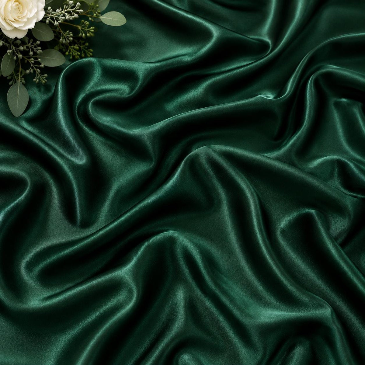Green Satin Fabric by the Yard for Dresses & Decor