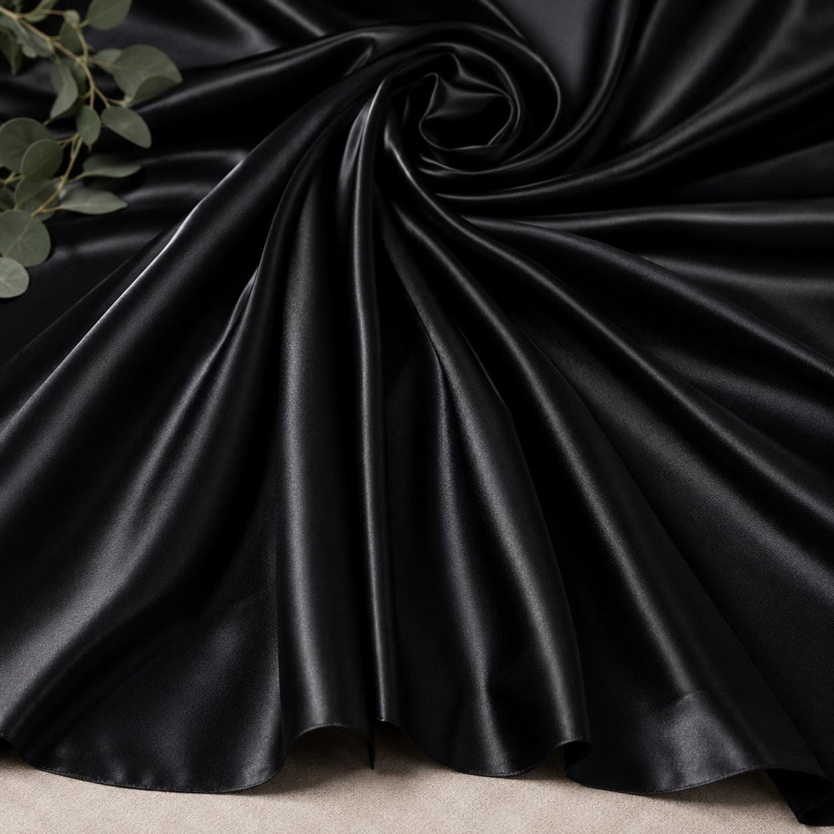 Black Satin Fabric by the Yard, Stretch Satin Fabric, Silky Dress Fabric, Prom Gown Material, Wedding & Evening Wear Fabric, 58/60 Inch Wide