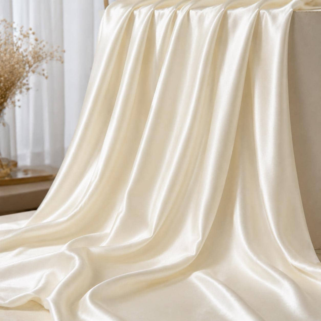 Ivory Satin Fabric by the Yard, Wedding Decoration Fabric, Luxury Draping Fabric for Events, Backdrops and Table Styling