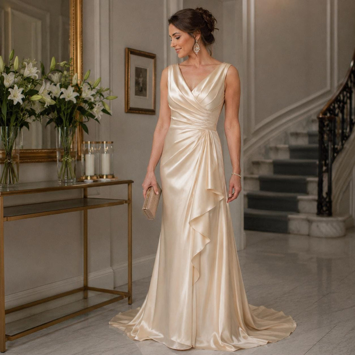 Champagne Satin Fabric by the Yard for Bridal Gowns