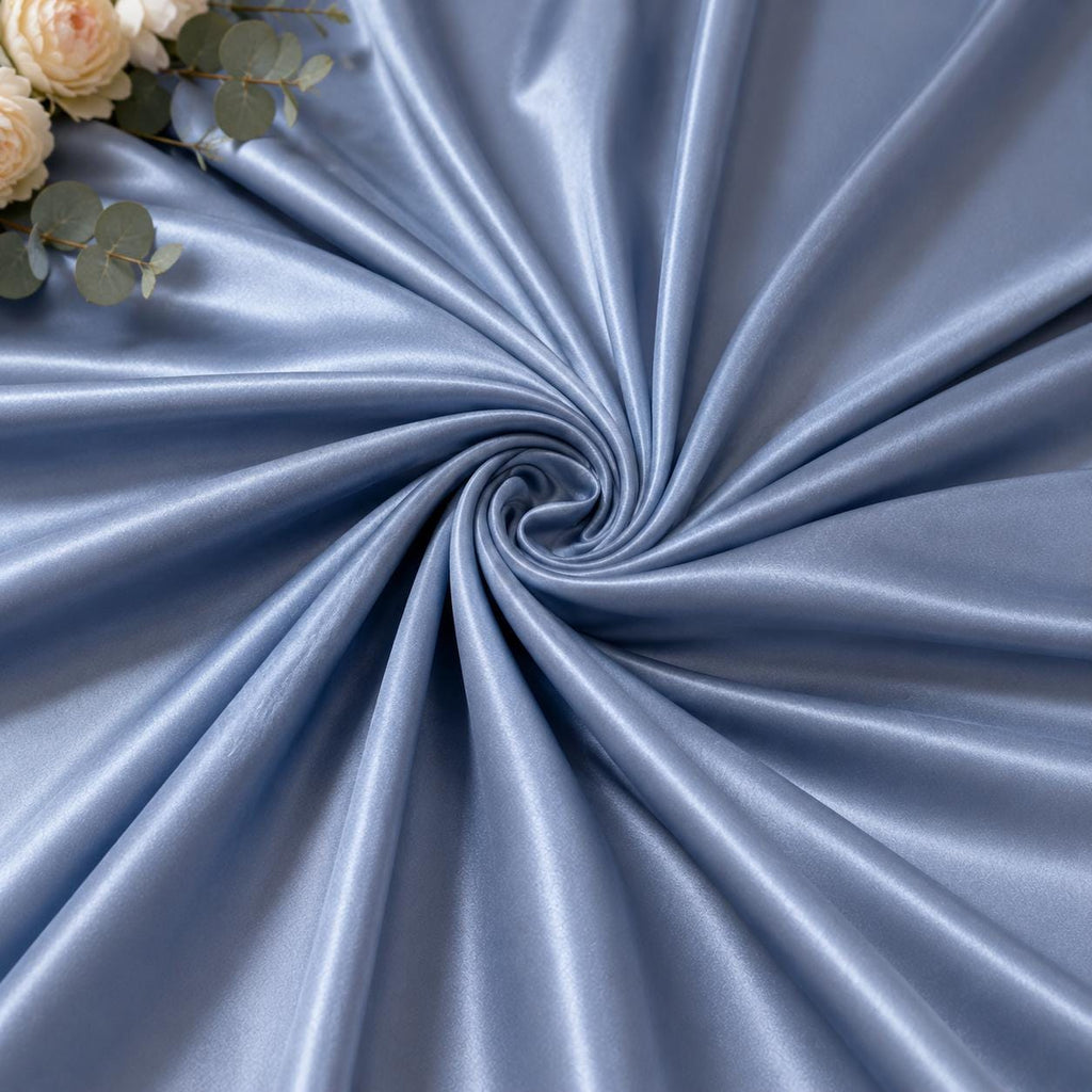 Dusty Blue Stretch Satin Fabric by the Yard, Luxury Satin for Prom Dresses, Evening Gowns and Formal Wear Sewing