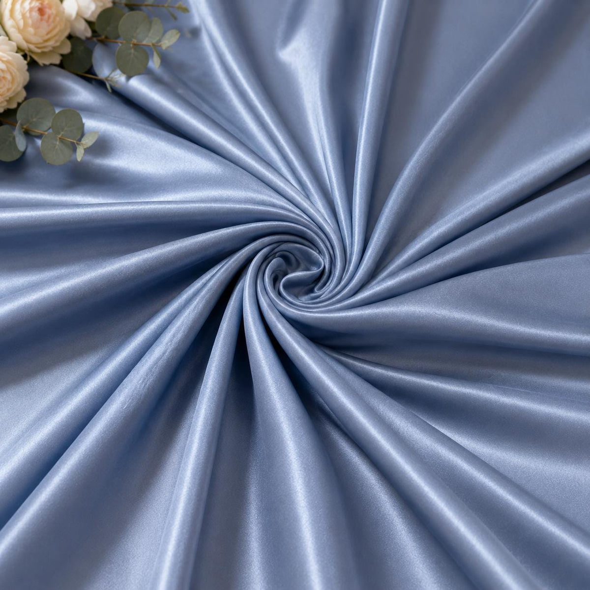 Dusty Blue Stretch Satin Fabric by the Yard, Luxury Satin for Prom Dresses, Evening Gowns and Formal Wear Sewing