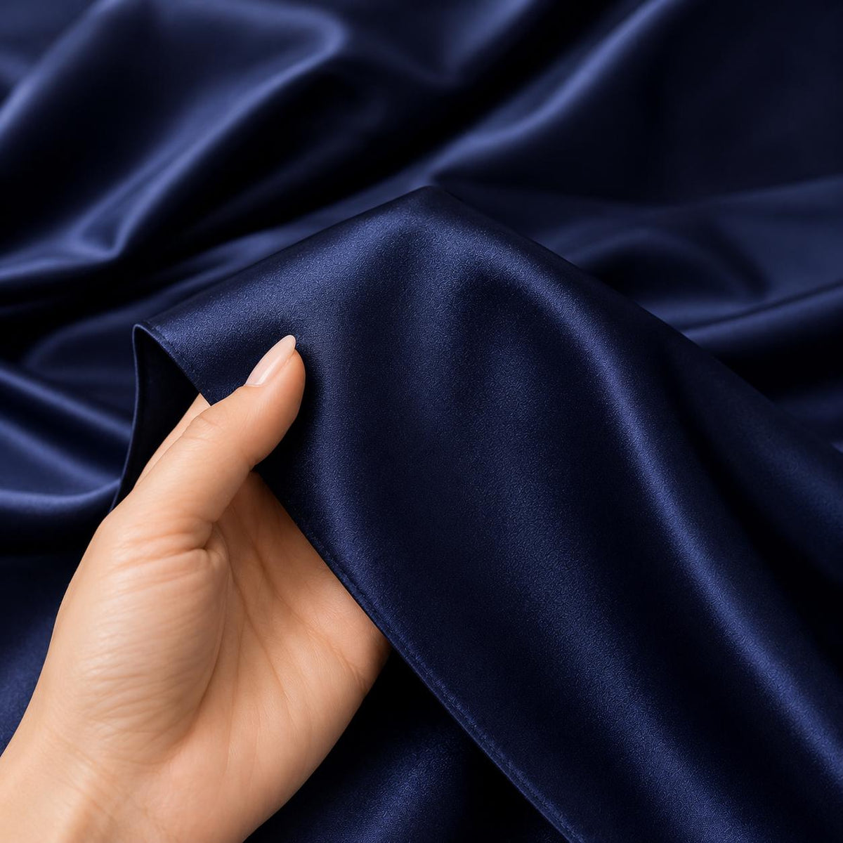Navy Blue Stretch Satin Fabric by the Yard, Luxury Satin for Evening Gowns, Formal Dresses and Black Tie Events