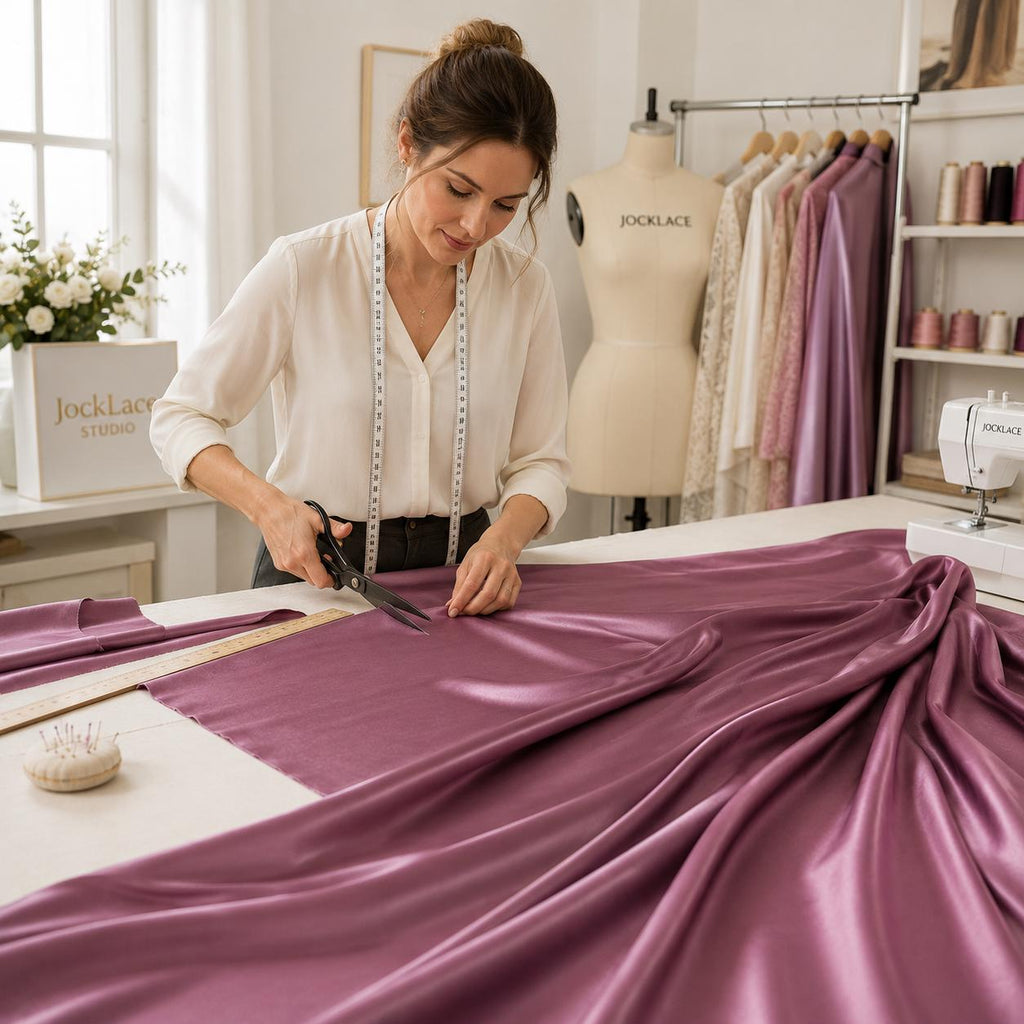 Mauve Stretch Satin Fabric by the Yard