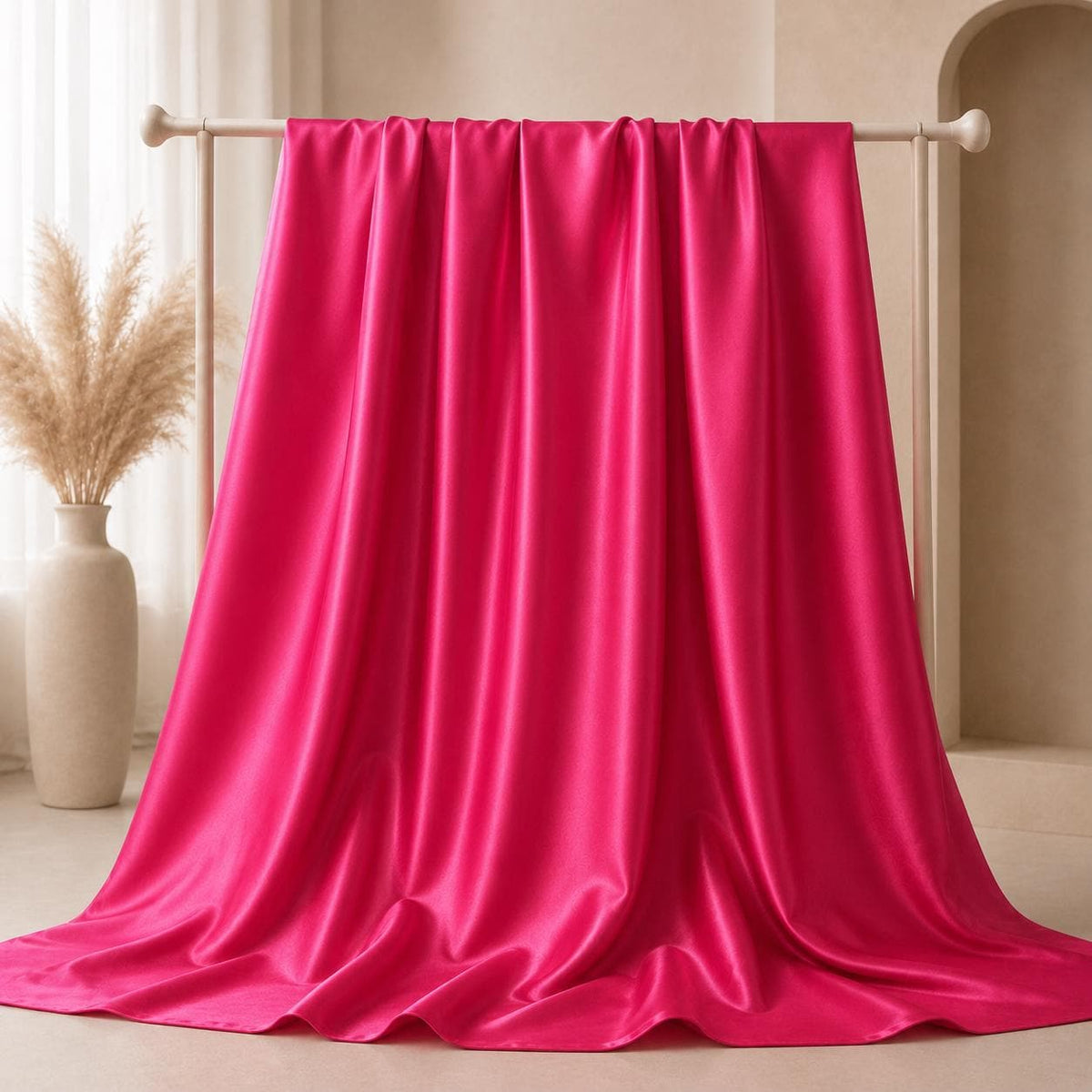 Hot Pink Stretch Satin Fabric by the Yard