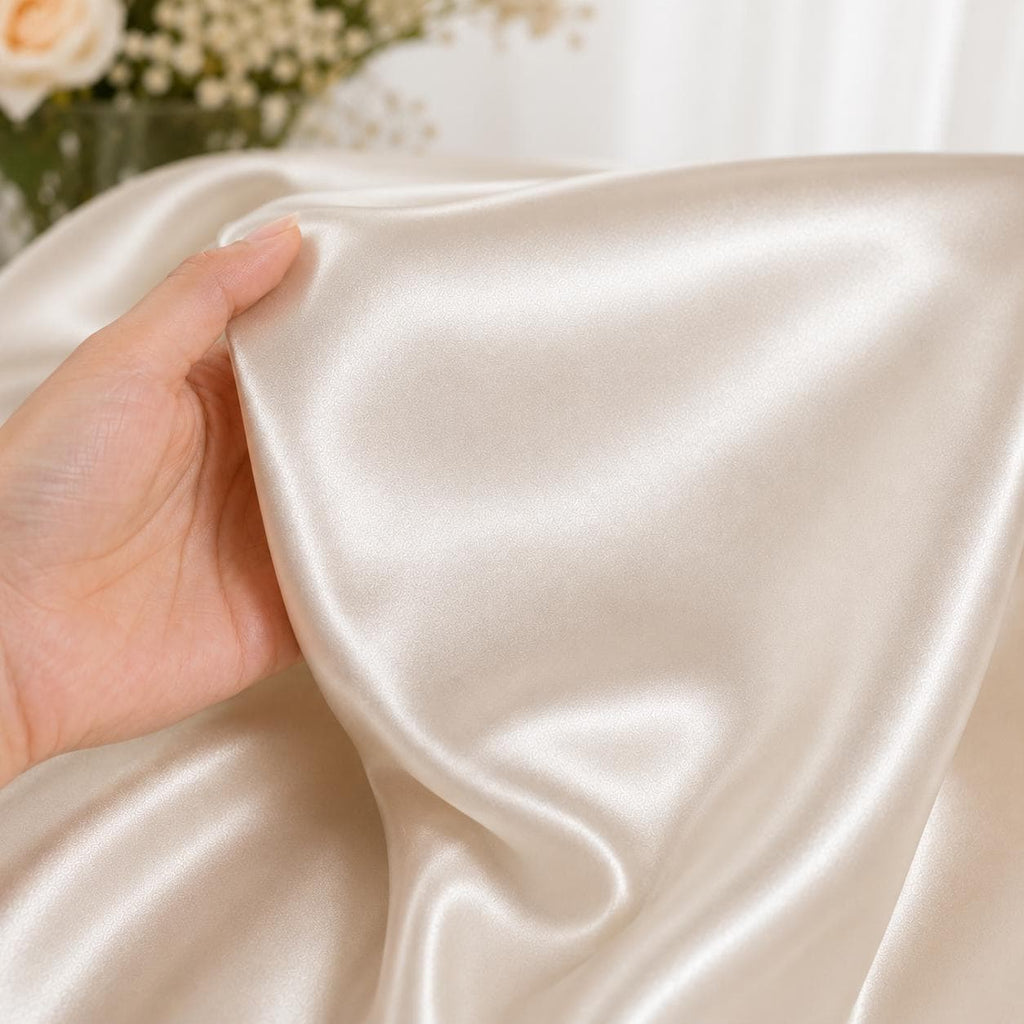 Pearl Stretch Satin Fabric by the Yard, Luxury Bridal Satin Fabric for Wedding Dresses, Reception Gowns and Couture Sewing, 58/60 Inch Wide