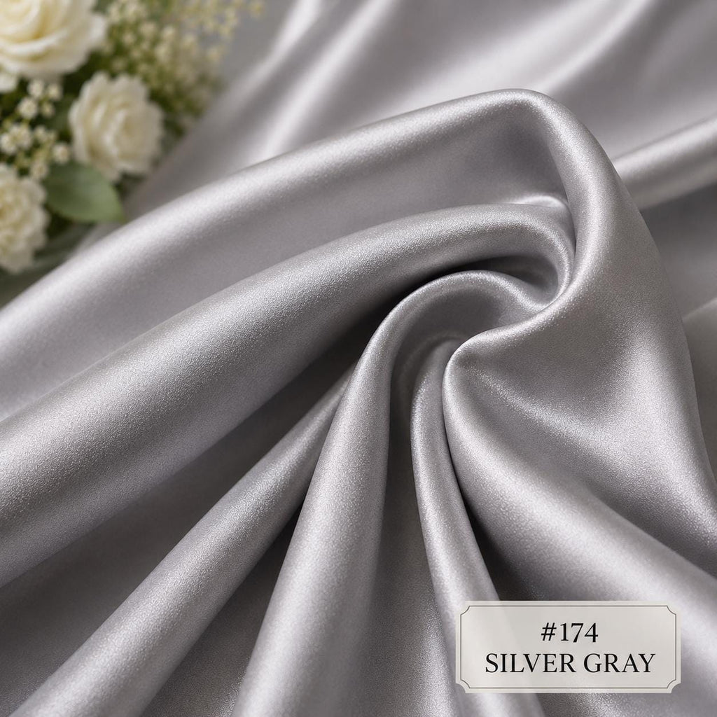 Silver Gray Stretch Satin Fabric by the Yard