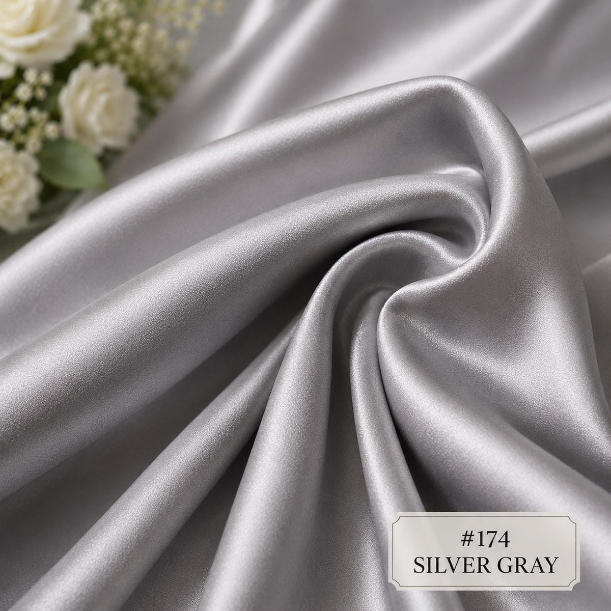 Silver Gray Stretch Satin Fabric by the Yard, Luxury Satin Fabric for Bridesmaid Dresses, Wedding Gowns and Bridal Sewing, 58/60 Inch Wide