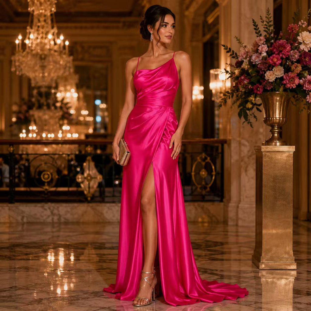 Hot Pink Satin Fabric by the Yard, Luxury Satin Material, Prom Dress Fabric, Barbie Pink Fabric,Gown Fabric, Event Decor Fabric, 58/60