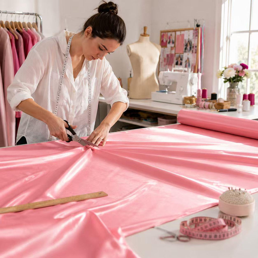 Rose Pink Satin Fabric by the Yard