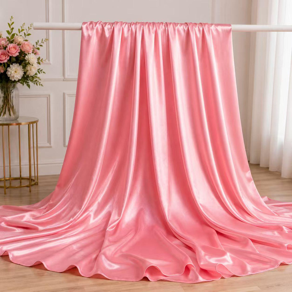 Rose Pink Satin Fabric by the Yard