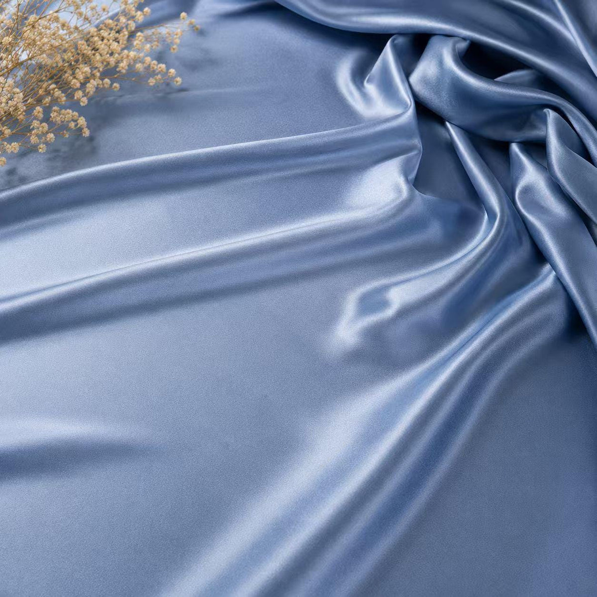 Dusty Blue Satin Fabric by the Yard