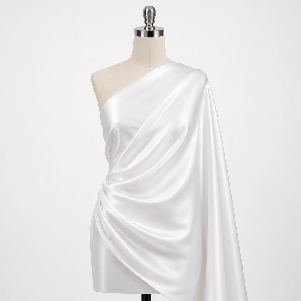 White Satin Fabric by the Yard, Luxury Bridal Satin Material, Silky Wedding Dress Fabric, Soft Bridesmaid Fabric, Prom Gown Fabric, 58/60