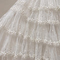 Luxury Pearl Beaded Bridal Tulle Fabric, Wedding Dress Lace Fabric by the Yard, 3D Floral Beaded Mesh for Bridal Gown, Veil & Couture Dress