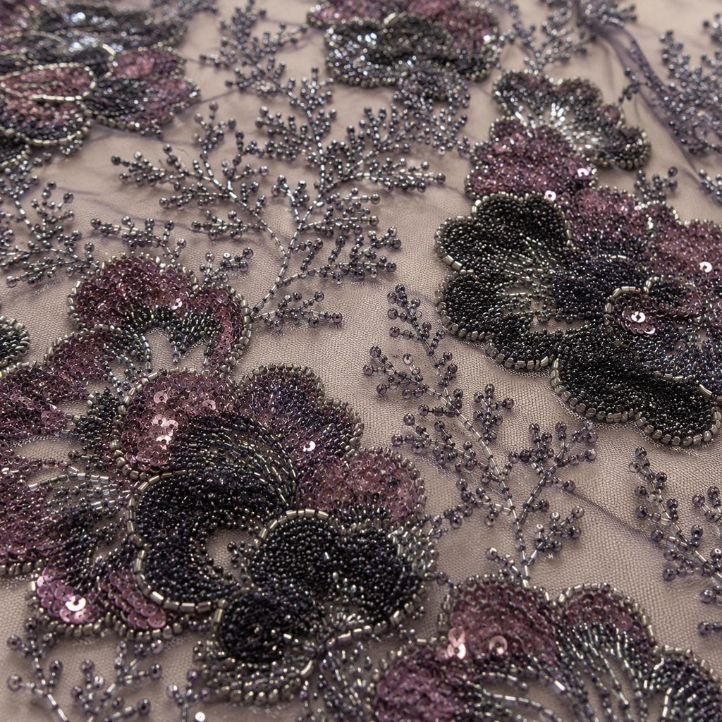 Luxury Beaded Lace Fabric by the Yard, Couture Floral Embroidered Tulle, Heavy Sequin & Bugle Bead Lace, Bridal Gown, Prom Dress,