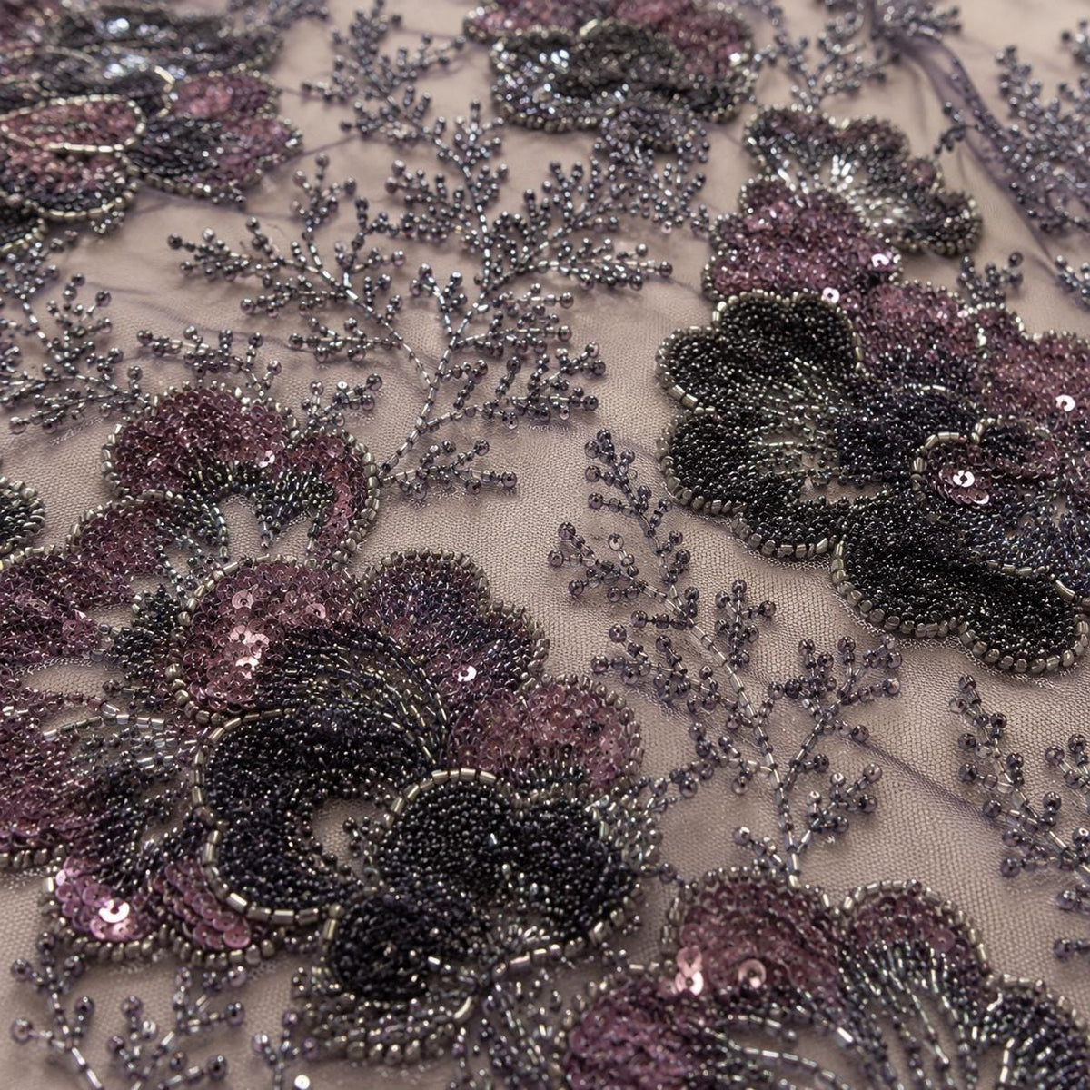 Luxury Beaded Lace Fabric by the Yard, Couture Floral Embroidered Tulle, Heavy Sequin & Bugle Bead Lace, Bridal Gown, Prom Dress,