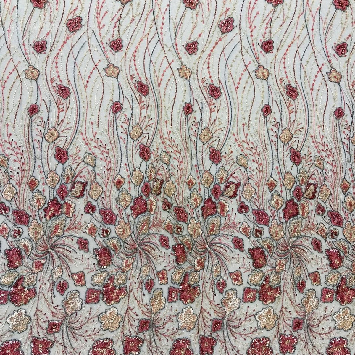 Designer Beaded Lace Fabric by the Yard, Couture Embroidered Sequin Mesh, Luxury Fashion Fabric for Runway Dress, Prom & Formal Gown
