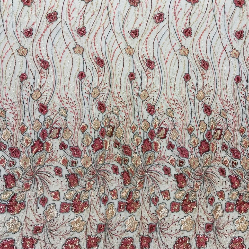 Designer Beaded Lace Fabric by the Yard, Couture Embroidered Sequin Mesh, Luxury Fashion Fabric for Runway Dress, Prom & Formal Gown
