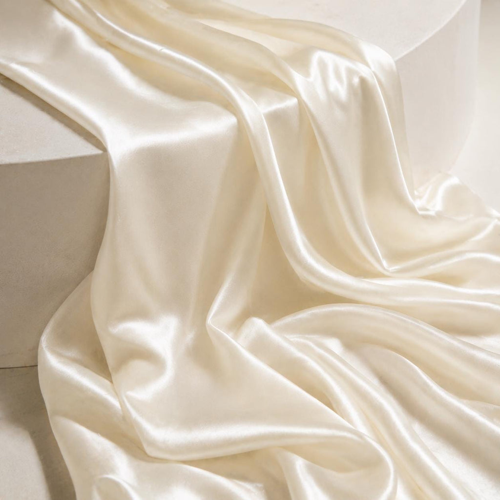 Ivory Satin Fabric by the Yard, Wedding Decoration Fabric, Luxury Draping Fabric for Events, Backdrops and Table Styling