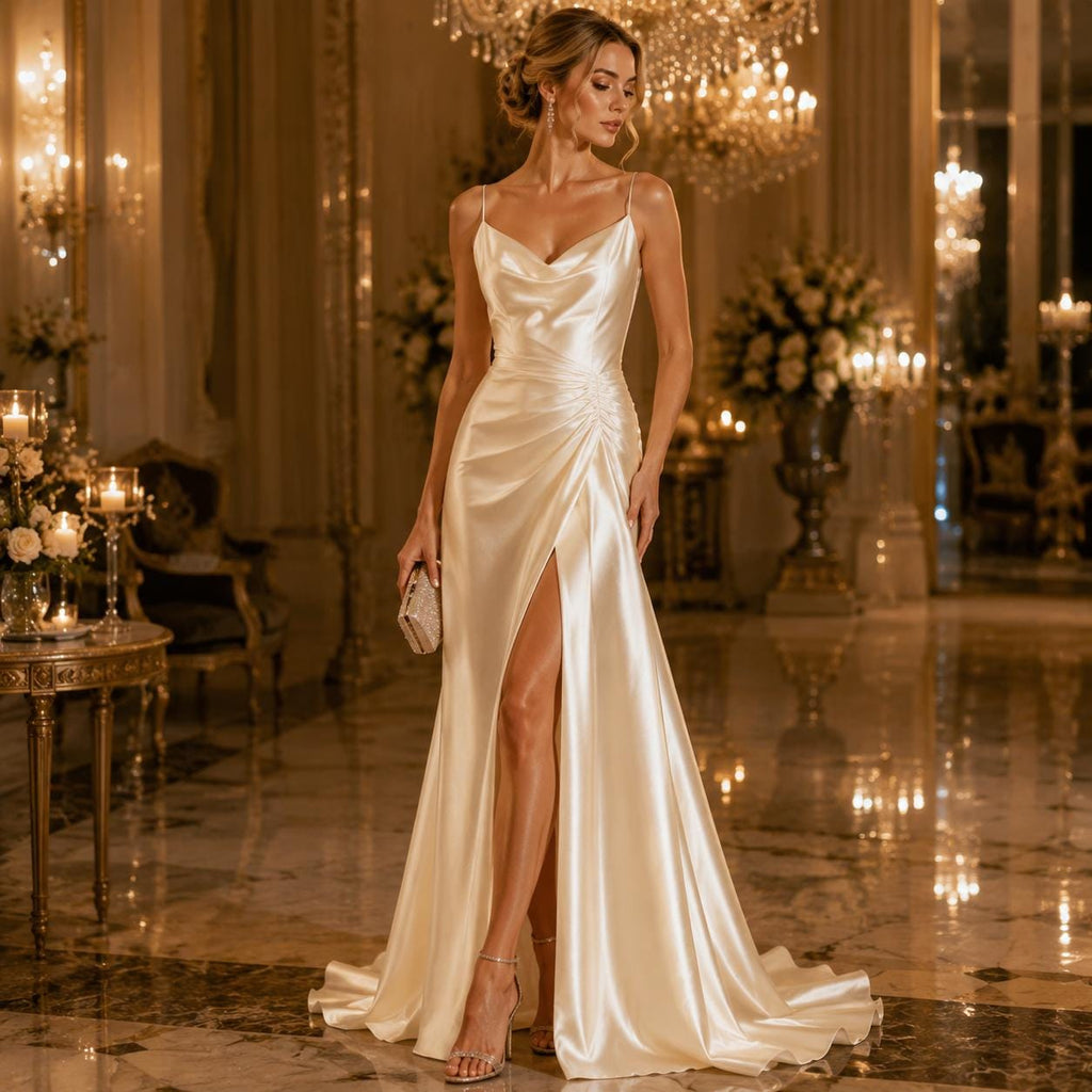 Ivory Satin Fabric by the Yard, Wedding Decoration Fabric, Luxury Draping Fabric for Events, Backdrops and Table Styling