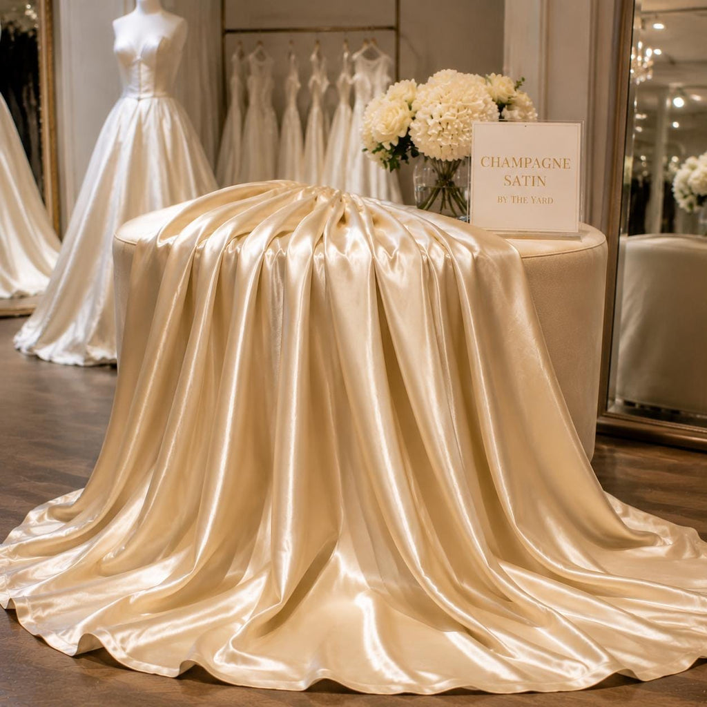 Champagne Satin Fabric by the Yard for Bridal Gowns