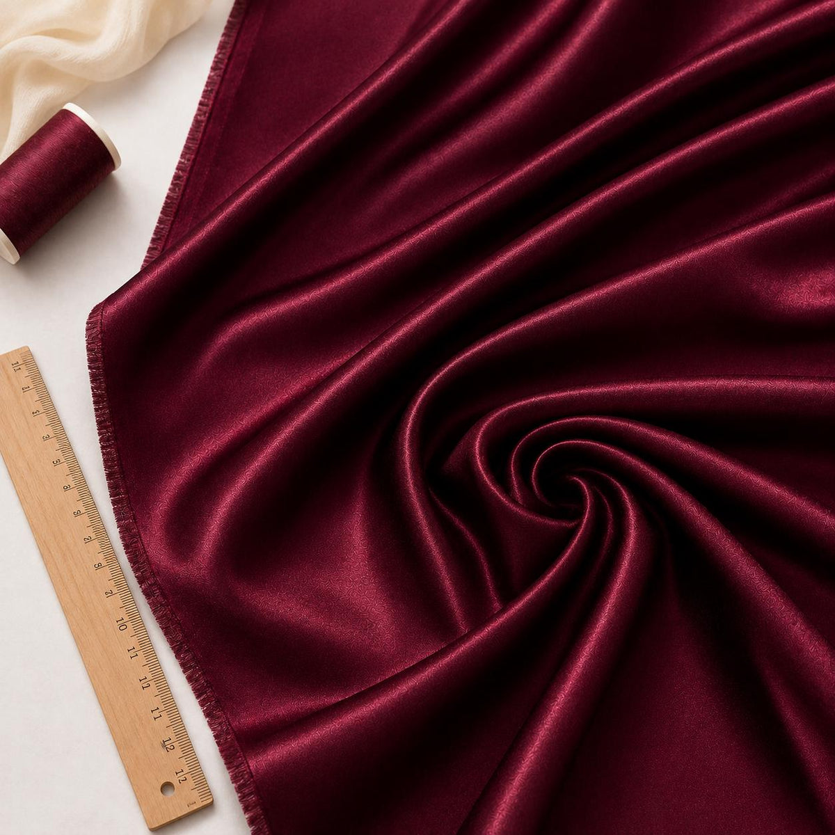 Burgundy Satin Fabric by the Yard, Luxury Wedding Fabric for Fall Weddings, Winter Bridesmaid Dresses and Holiday Decor