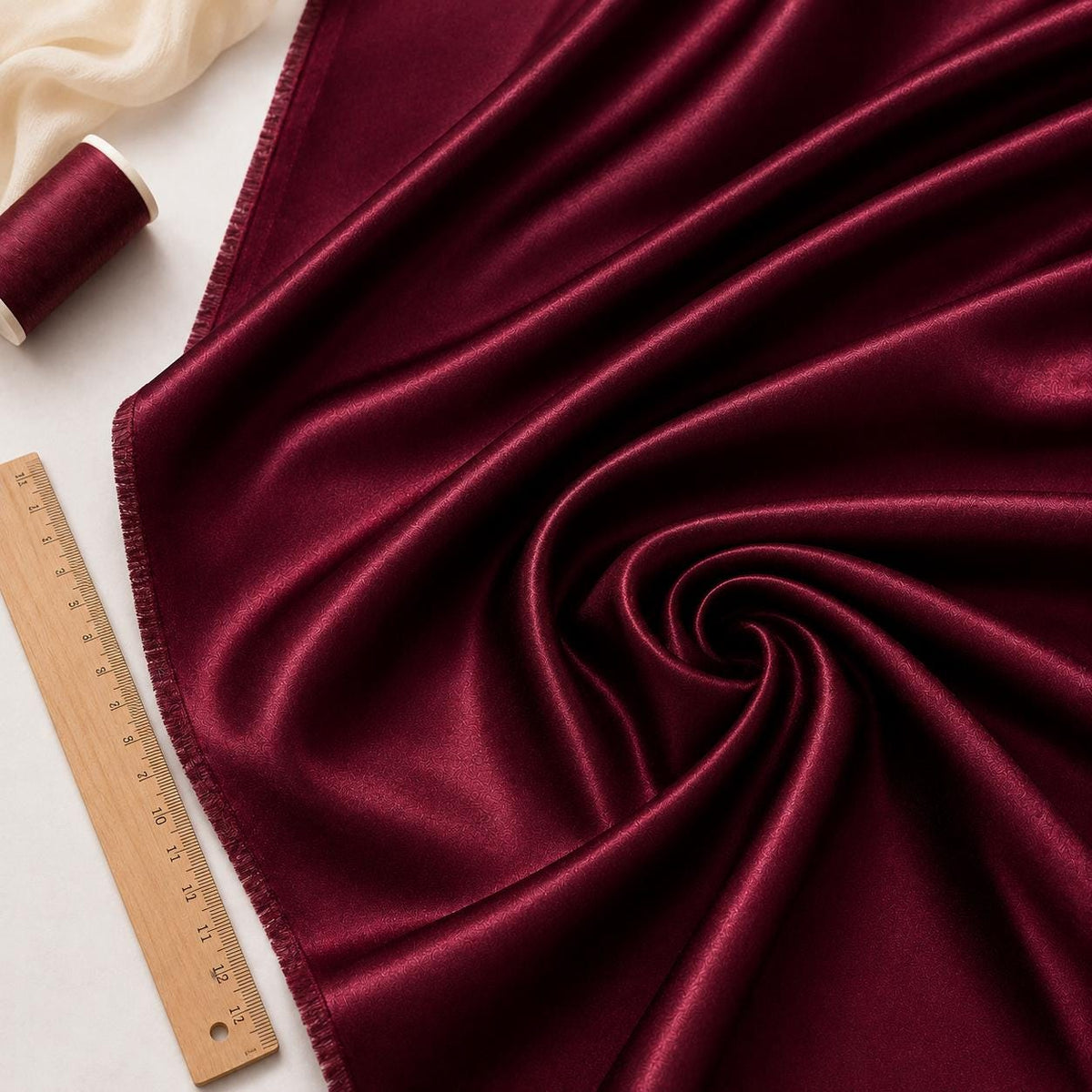 Burgundy Satin Fabric by the Yard, Luxury Wedding Fabric for Fall Weddings, Winter Bridesmaid Dresses and Holiday Decor