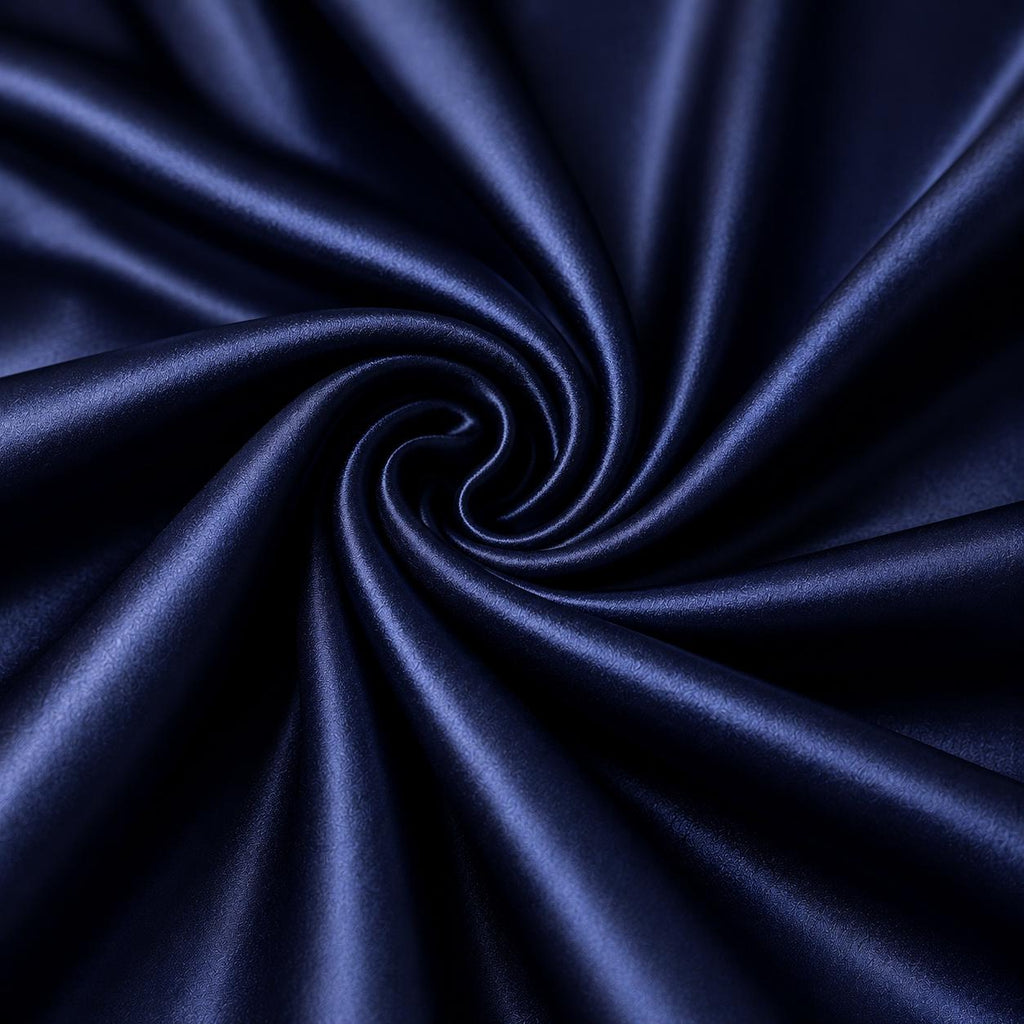 Navy Blue Stretch Satin Fabric by the Yard, Luxury Satin for Evening Gowns, Formal Dresses and Black Tie Events