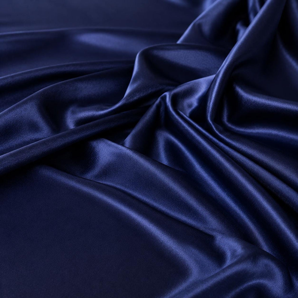 Navy Blue Stretch Satin Fabric by the Yard, Luxury Satin for Evening Gowns, Formal Dresses and Black Tie Events