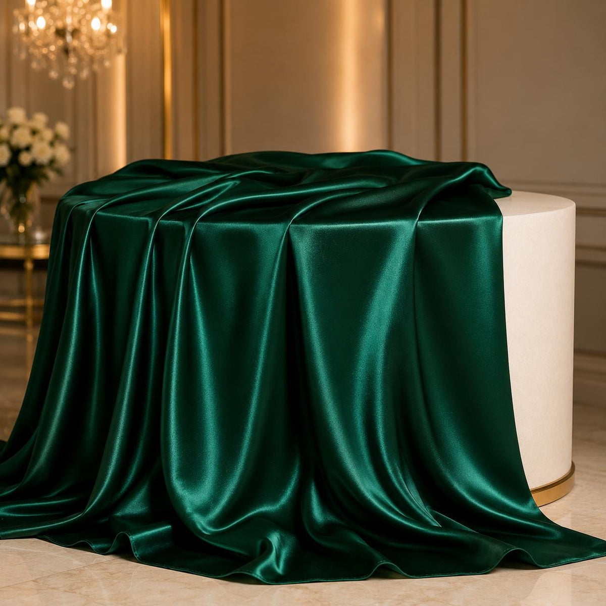 Emerald Green Satin Fabric by the Yard for Holiday Styling