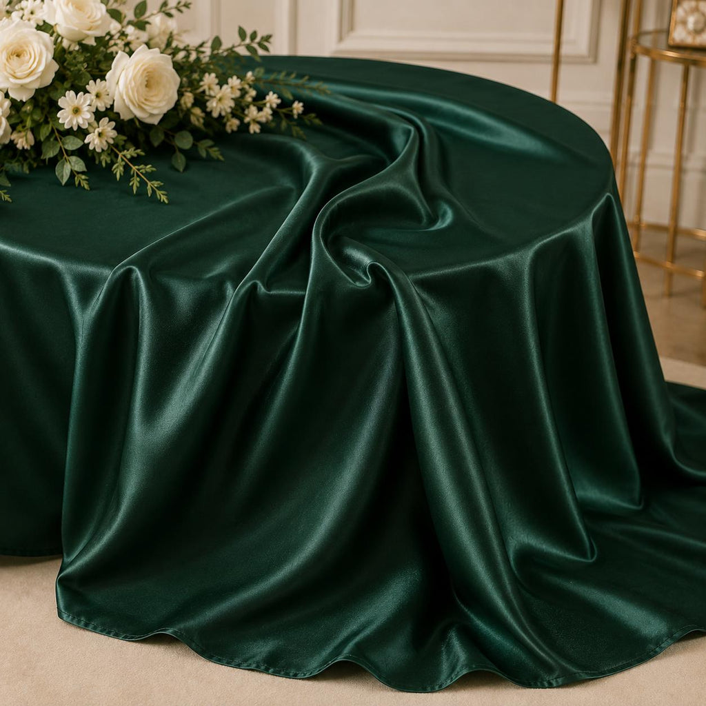 Hunter Green Stretch Satin Fabric by the Yard, Luxury Satin for Forest Wedding Bridesmaid Dresses, Bridal Gowns and Formal Sewing