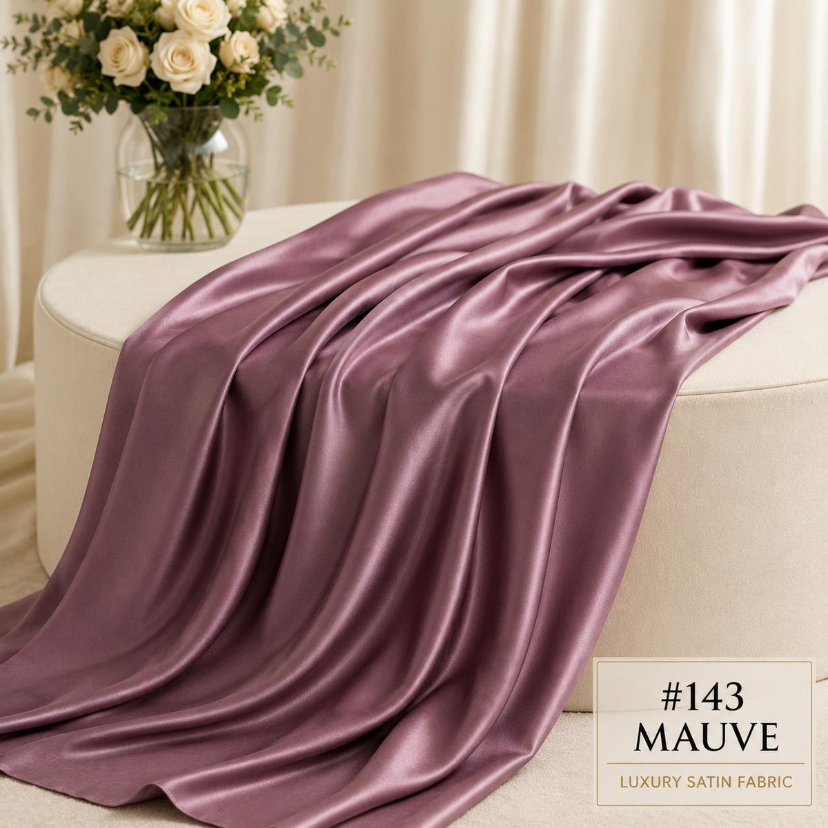 Mauve Stretch Satin Fabric by the Yard