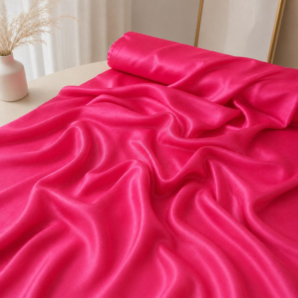 Hot Pink Stretch Satin Fabric by the Yard