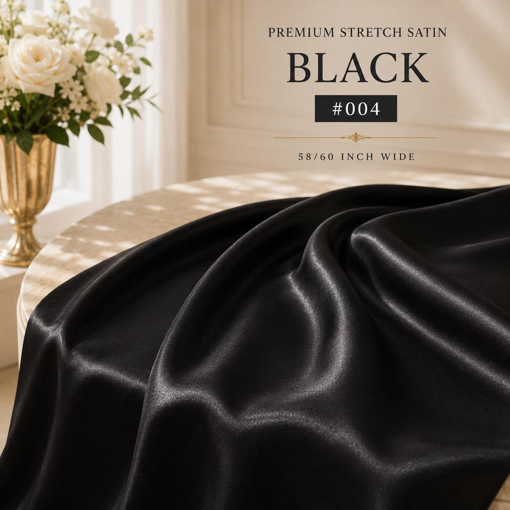 Black Stretch Satin Fabric by the Yard