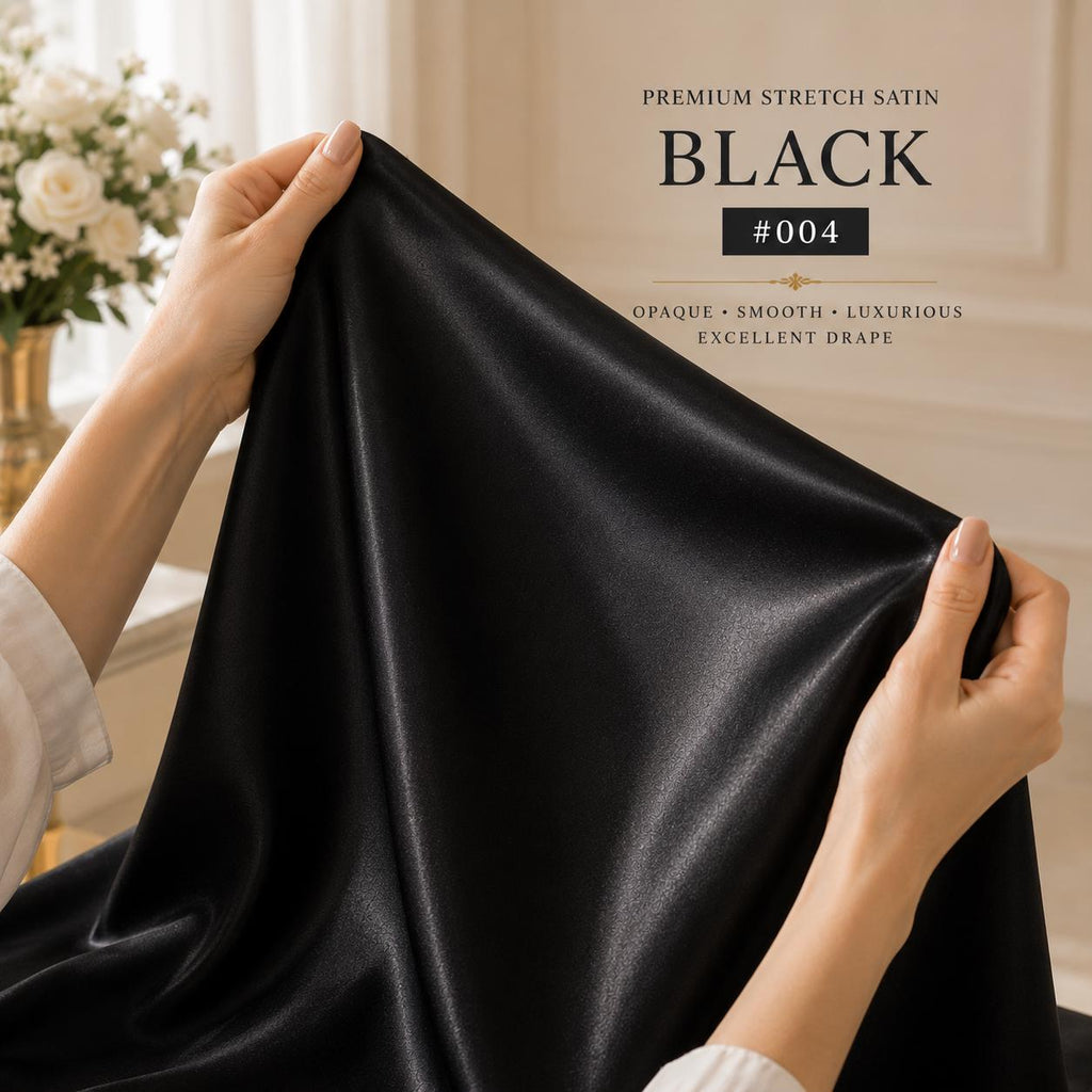 Black Stretch Satin Fabric by the Yard