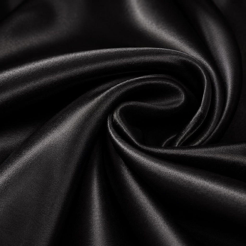 Black Stretch Satin Fabric by the Yard, Premium Satin Fabric for Prom Dresses, Pageant Gowns and Formal Wear