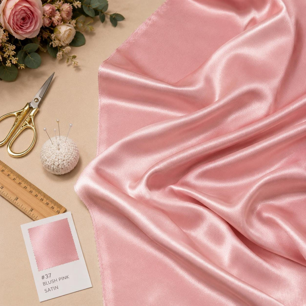 Blush Pink Satin Fabric by the Yard, Luxury Dress Fabric for Evening Gowns, Prom Dresses, Pageant Dresses, Cocktail Wear & Formal Sewing