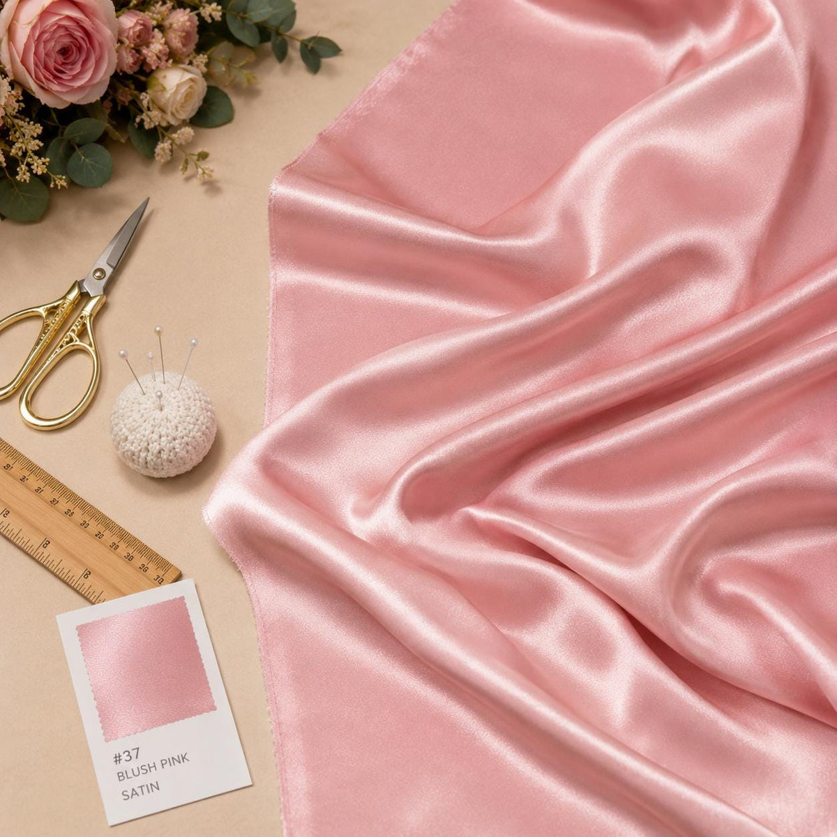 Blush Pink Satin Fabric by the Yard, Luxury Dress Fabric for Evening Gowns, Prom Dresses, Pageant Dresses, Cocktail Wear & Formal Sewing
